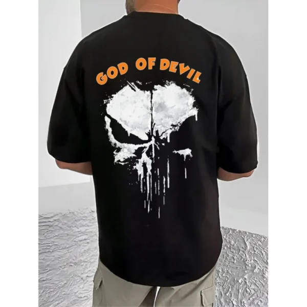 Men's Casual Cotton Blend Printed Round Neck Half Sleeve T-Shirt (Black) - Image 4