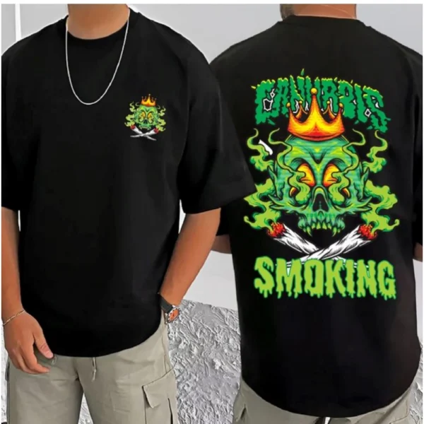 Men's Casual Cotton Blend Printed Round Neck Half Sleeve T-Shirt (Black) - Image 4