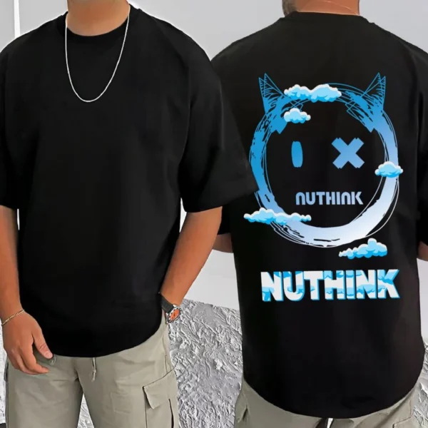 Men's Casual Cotton Blend Printed Round Neck Half Sleeve T-Shirt (Black) - Image 3