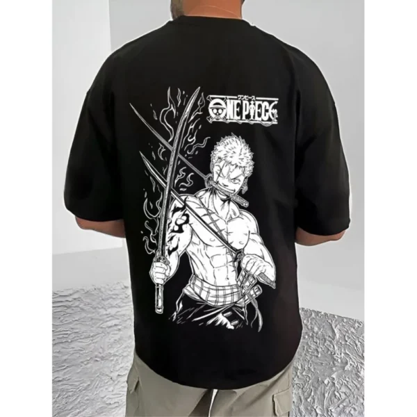 Men's Casual Cotton Blend Printed Round Neck Half Sleeve T-Shirt (Black) - Image 4