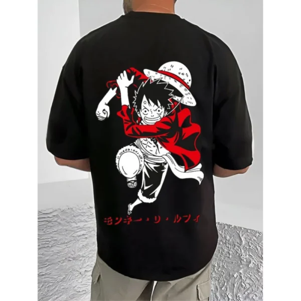 Men's Casual Cotton Blend Printed Round Neck Half Sleeve T-Shirt (Black) - Image 4