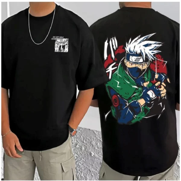 Men's Casual Cotton Blend Printed Round Neck Half Sleeve T-Shirt (Black) - Image 3