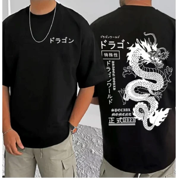 Men's Casual Cotton Blend Printed Round Neck Half Sleeve T-Shirt (Black) - Image 3