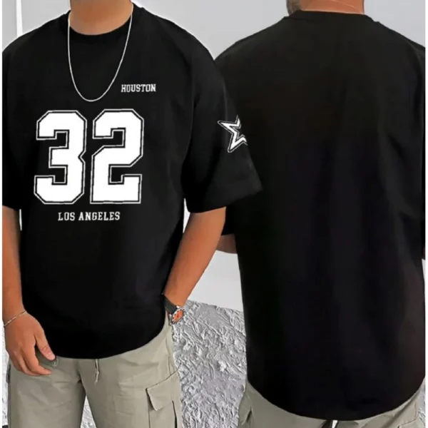 Men's Casual Cotton Blend Printed Round Neck Half Sleeve T-Shirt (Black) - Image 3