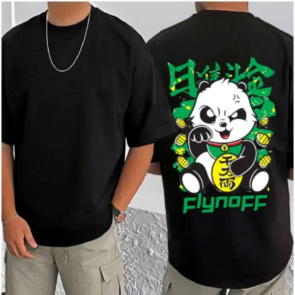 Men's Casual Cotton Blend Printed Round Neck Half Sleeve T-Shirt (Black) - Image 3