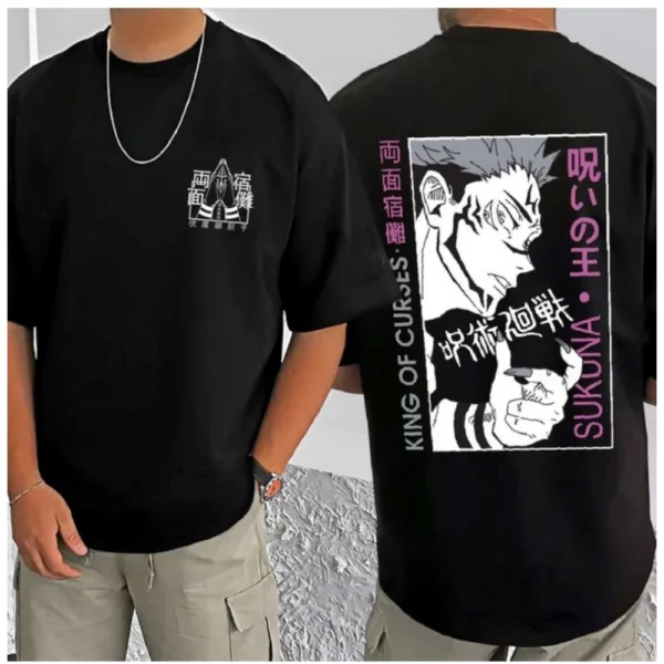 Men's Casual Cotton Blend Printed Round Neck Half Sleeve T-Shirt (Black) - Image 3