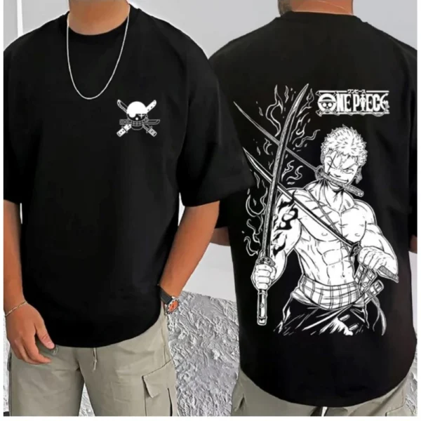 Men's Casual Cotton Blend Printed Round Neck Half Sleeve T-Shirt (Black) - Image 3