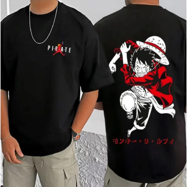 Men's Casual Cotton Blend Printed Round Neck Half Sleeve T-Shirt (Black) - Image 3