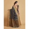  Women's Chanderi Cotton Printed Saree With Unstitched Blouse (Grey, 5-6 Mtrs) - Image 3
