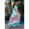  Women's Cotton Printed Saree With Unstitched Blouse (Sky Blue, 5-6 Mtrs) - Image 3
