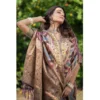  Women's Organza Printed Saree With Unstitched Blouse (Wine, 5-6 Mtrs) - Image 4