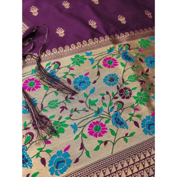 Women's Banarasi Silk Printed Unstitched Salwar Suit Material With Dupatta (Wine, 3Mtrs) - Image 2