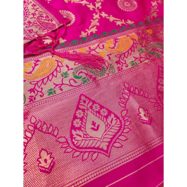 Women's Banarasi Silk Printed Unstitched Salwar Suit Material With Dupatta (Pink, 3Mtrs) - Image 2