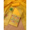 Women's Banarasi Silk Printed Unstitched Salwar Suit Material With Dupatta (Yellow, 3Mtrs) - Image 4