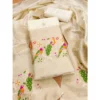 Women's Banarasi Silk Printed Unstitched Salwar Suit Material With Dupatta (White, 3Mtrs)