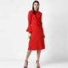 Women's Polyester Ruffled Close Neck Long Sleeves Dress (Red) - Image 4