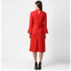 Women's Polyester Ruffled Close Neck Long Sleeves Dress (Red) - Image 3