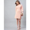 Women's Polyester Jacquard Self Design Round Neck 3/4th Sleeves Dress (Pink) - Image 3