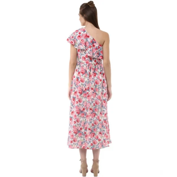 Women's Polyester Crepe Floral One Shoulder One Shoulder Dress (Multicolor) - Image 3