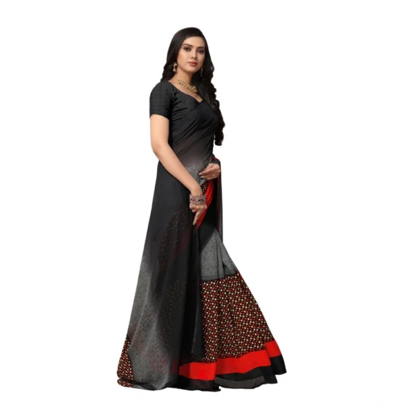 Women's Georgette Printed Saree With Unstitched Blouse 5.5Mtr (Black) - Image 2