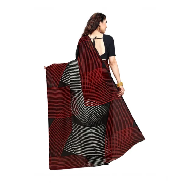 Women's Georgette Printed Saree With Unstitched Blouse 5.5Mtr (Black) - Image 2