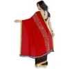 Women's Faux Georgette Printed Saree With Unstitched Blouse 5.5Mtr (Red) - Image 2