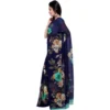 Women's Faux Georgette Printed Saree With Unstitched Blouse 5.5Mtr (Blue) - Image 3