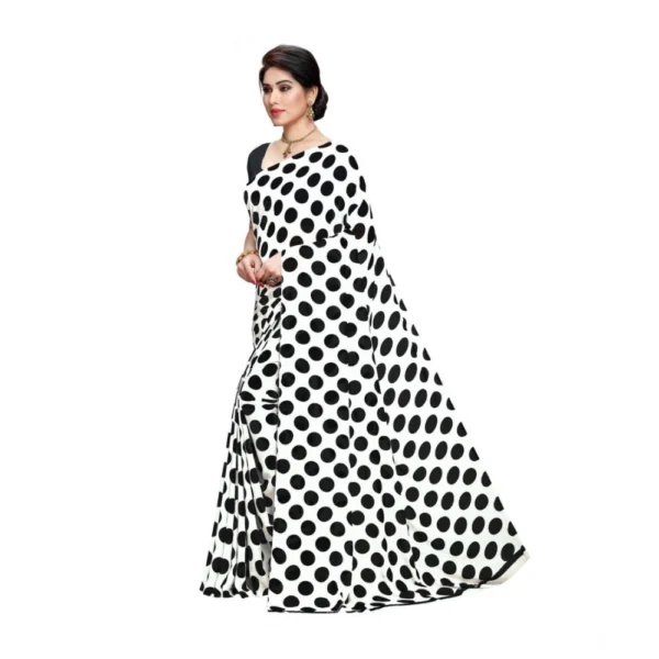 Women's Georgette Printed Saree With Unstitched Blouse 5.5Mtr (W.Black) - Image 2