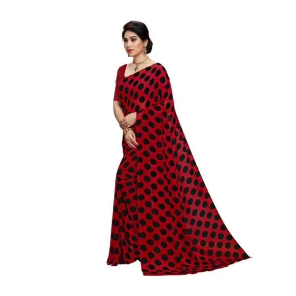 Women's Georgette Printed Saree With Unstitched Blouse 5.5Mtr (R.Black) - Image 2