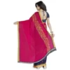 Women's Faux Georgette Printed Saree With Unstitched Blouse 5.5Mtr (Pink) - Image 2