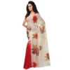 Women's Faux Georgette Printed Saree With Unstitched Blouse 5.5Mtr (Red) - Image 3