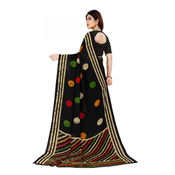 Women's Faux Georgette Printed Saree With Unstitched Blouse 5.5Mtr (Multicolor) - Image 2