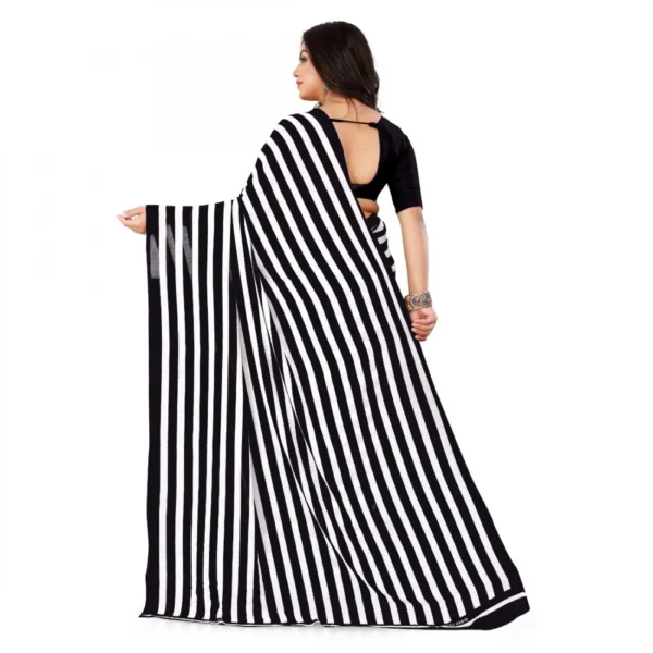 Women's Faux Georgette Printed Saree With Unstitched Blouse 5.5Mtr (Black) - Image 2