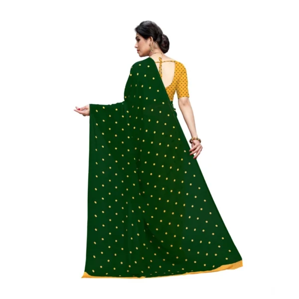 Women's Georgette Printed Saree With Unstitched Blouse 5.5Mtr (Green) - Image 2