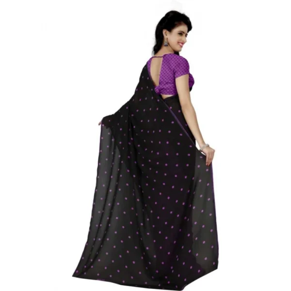 Women's Faux Georgette Printed Saree With Unstitched Blouse 5.5Mtr (Purple) - Image 2