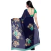 Women's Faux Georgette Printed Saree With Unstitched Blouse 5.5Mtr (Blue) - Image 2