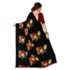 Women's Faux Georgette Printed Saree With Unstitched Blouse 5.5Mtr (Black) - Image 2