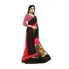 Women's Georgette Printed Saree With Unstitched Blouse 5.5Mtr (Pink) - Image 2