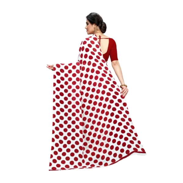 Women's Georgette Printed Saree With Unstitched Blouse 5.5Mtr (W.Red) - Image 2