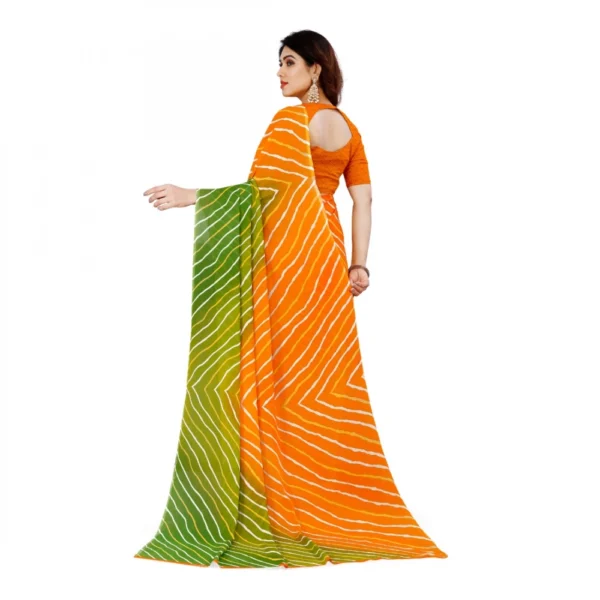 Women's Faux Georgette Printed Saree With Unstitched Blouse 5.5Mtr (Yellow) - Image 2