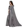 Women's Faux Georgette Printed Saree With Unstitched Blouse 5.5Mtr (Black) - Image 3