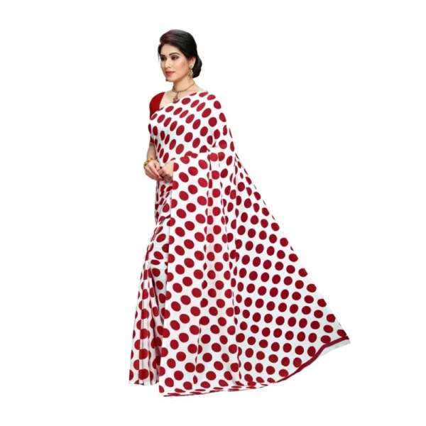 Women's Georgette Printed Saree With Unstitched Blouse 5.5Mtr (W.Red) - Image 3