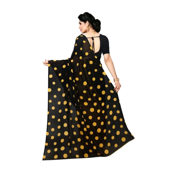 Women's Georgette Printed Saree With Unstitched Blouse 5.5Mtr (Yellow) - Image 2