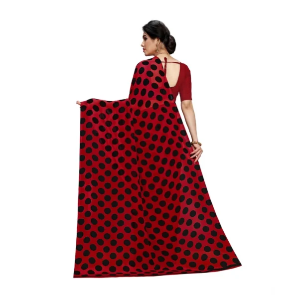 Women's Georgette Printed Saree With Unstitched Blouse 5.5Mtr (R.Black) - Image 3