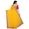 Women's Chiifon Saree Printed Saree With Unstitched Blouse 5.5Mtr (Yellow) - Image 2