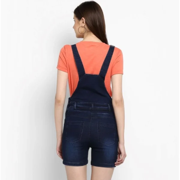 Women's Denim Shorts Style Dungaree Pant (Blue) - Image 4