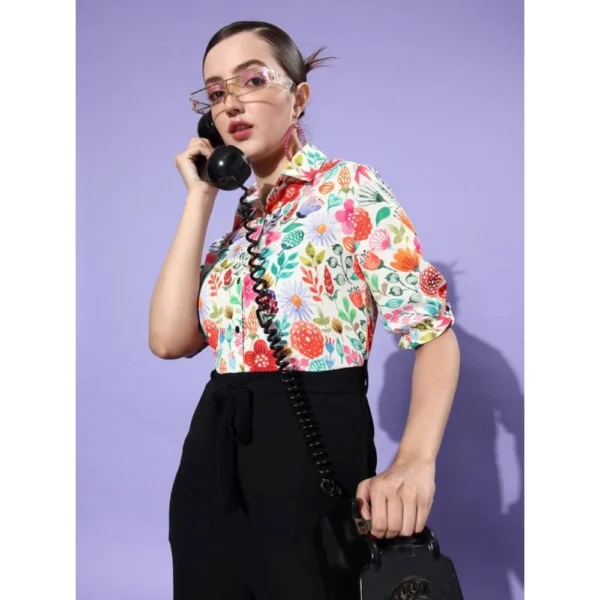 Women's Polyester Printed 3/4th Sleeve Jumpsuit (Multicolor) - Image 3