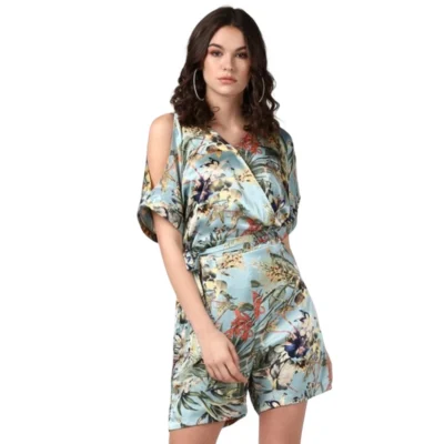 Women's Polyester Floral Dungaree Pant (Multicolor)