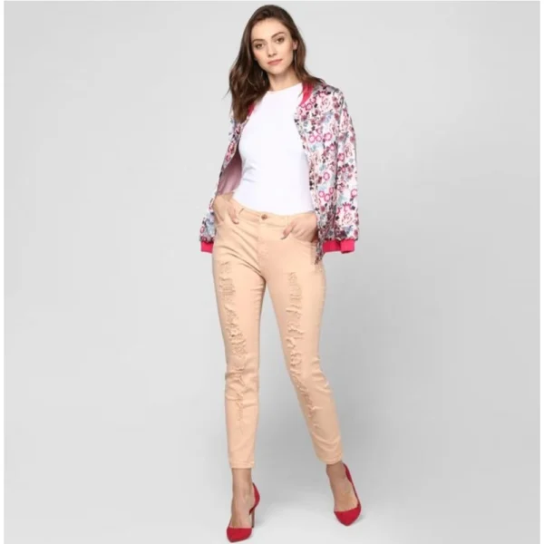 Women's Satin Floral 3/4th Sleeve Jacket (Multicolor) - Image 3