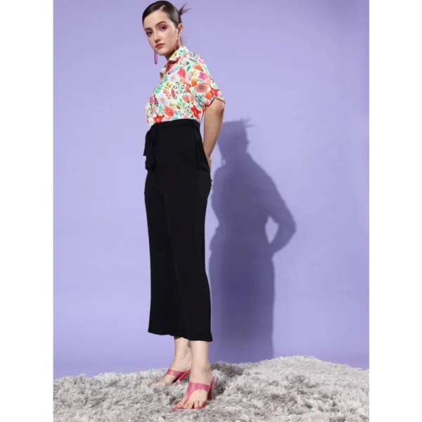 Women's Polyester Printed 3/4th Sleeve Jumpsuit (Multicolor) - Image 4